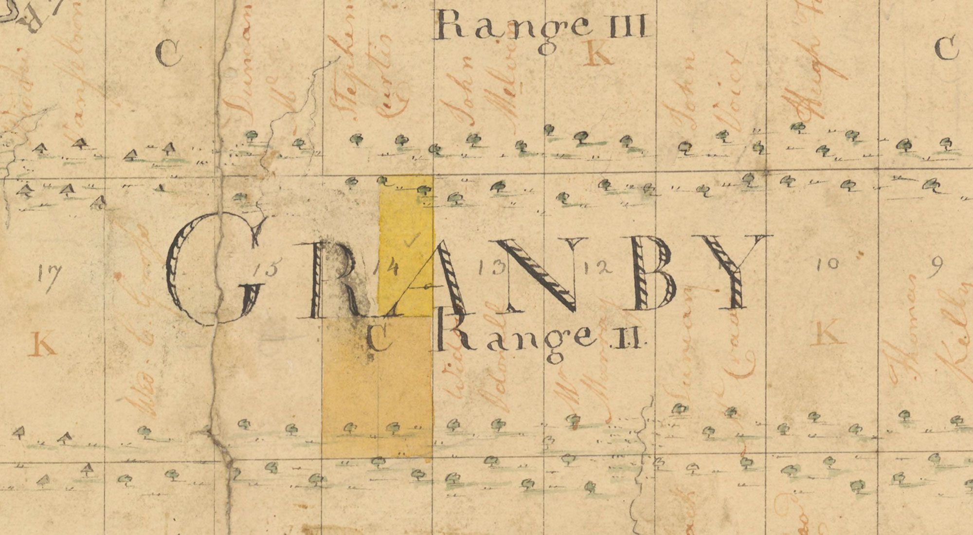 Plan and Survey of the Township of Granby and Milton. HXD-BCF-EFC-R